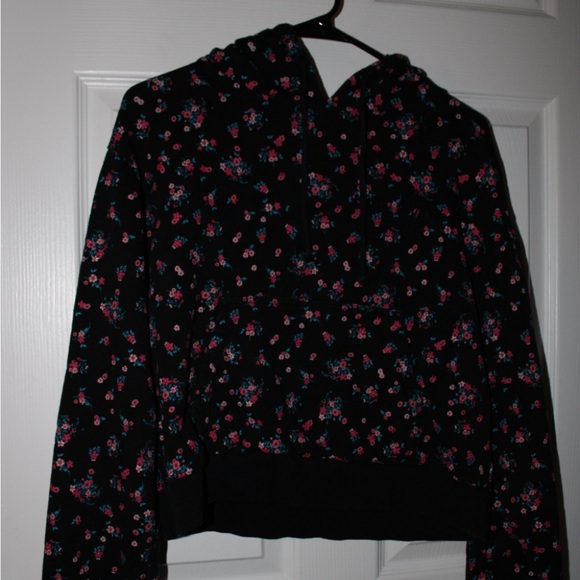 Vans Tops - Vans Black Floral Hoodie with Pink and Blue flowers